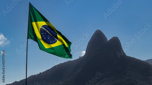 brazilian flag waving in the wind