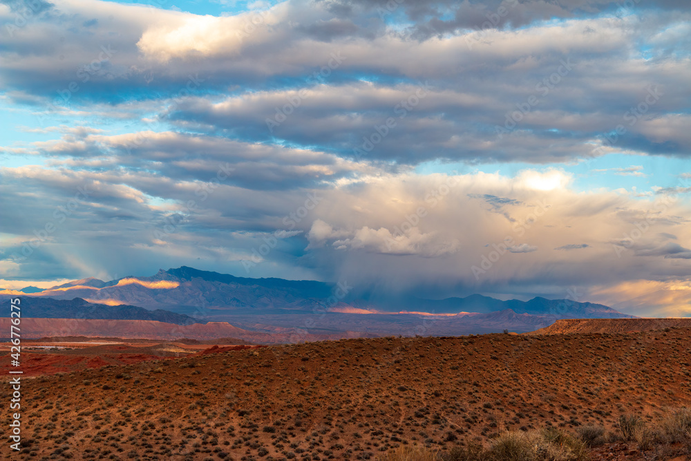 Dramatic Rain on the Plain Storm at Valley of Fire State Park Landscape Views
