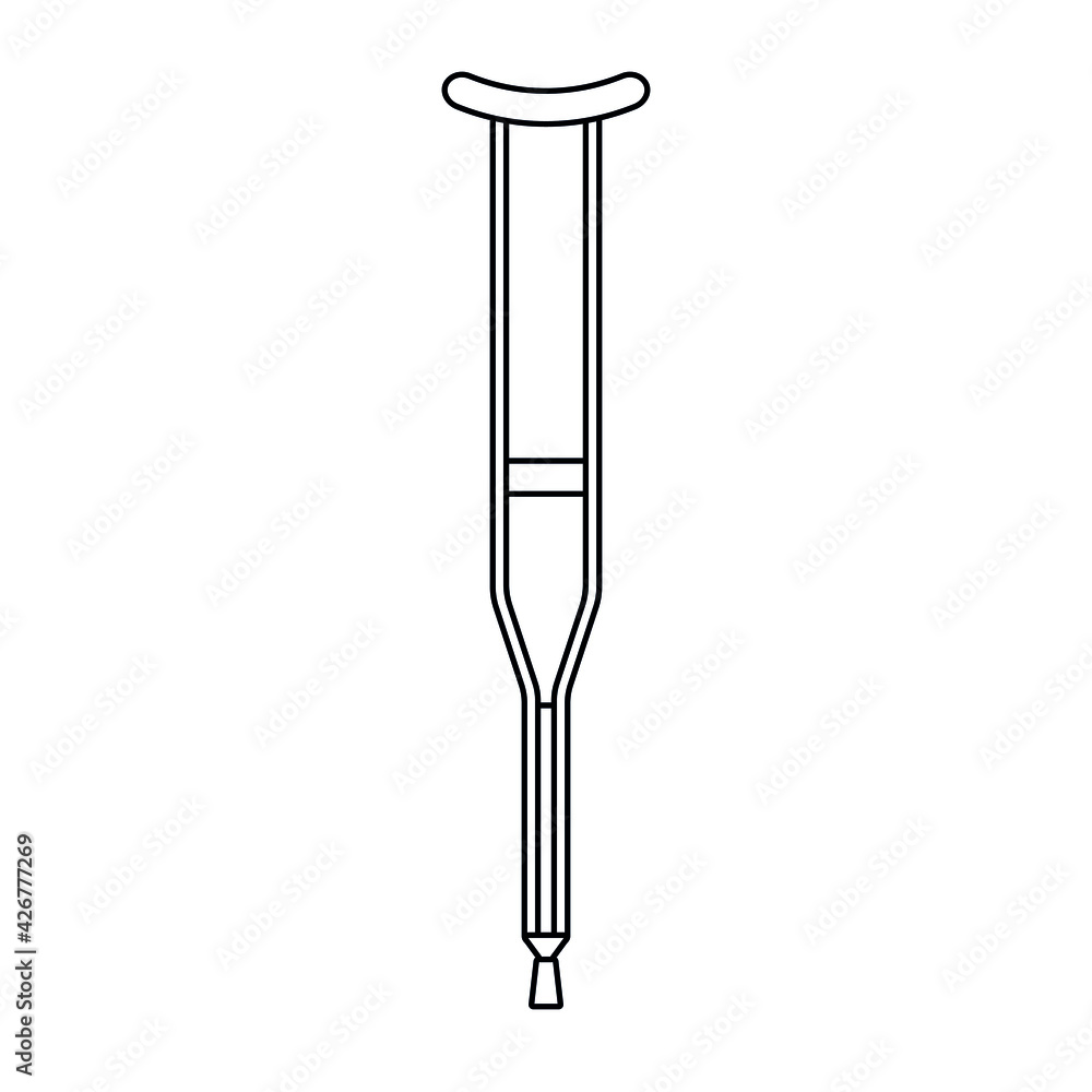 Vector flat crutch icon isolated on white background Vector flat crutch icon isolated on white background
