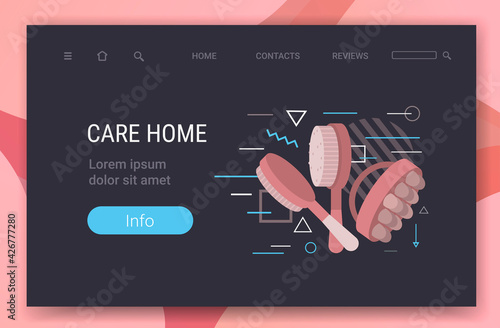 wooden brushes for dry body anti-cellulite massage cellulite treatment dry brushing skincare concept horizontal copy space