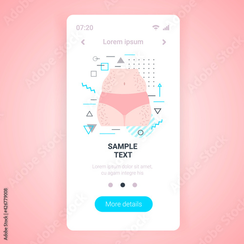 cellulite problem zones of female body weight loss fat diet concept smartphone screen mobile app copy space