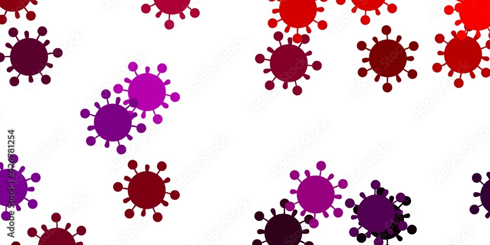 Light pink, red vector backdrop with virus symbols.