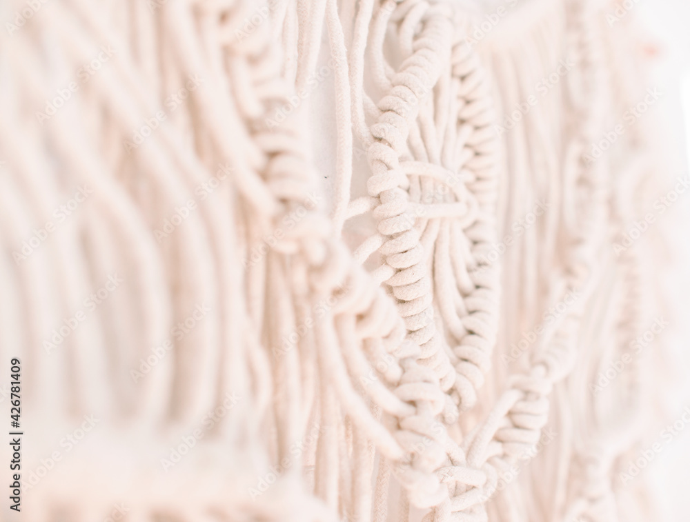 handmade macrame pattern a fragment of a wall panel in the boho style