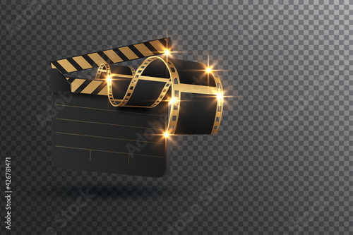 Vector realistic movie clapper slapstick
