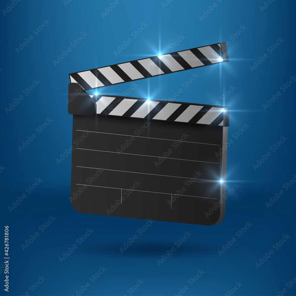 Obraz premium Vector realistic movie clapper slapstick