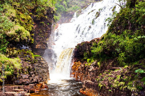 Alto Para  so de Goi  s. Catarata dos Couros. Chapada dos Veadeiros National Park  the National Park is a UNESCO World Natural Heritage site. Waterfall jumps and canions.
