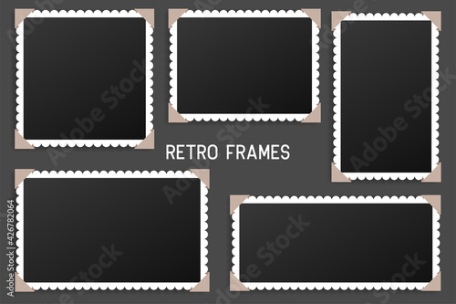 Realistic vintage photo frame with shadow