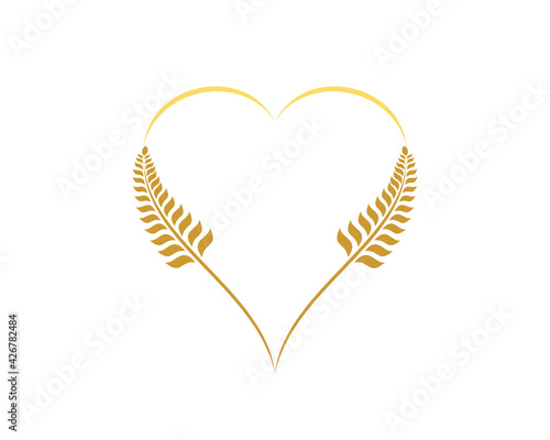 Two wheat bakery forming a love shape