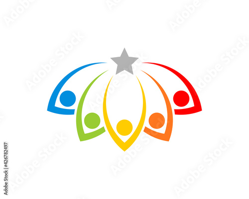 Abstract swoosh people connection reach a star