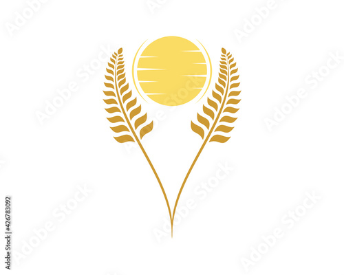 Wheat for bakery with sunrise on top