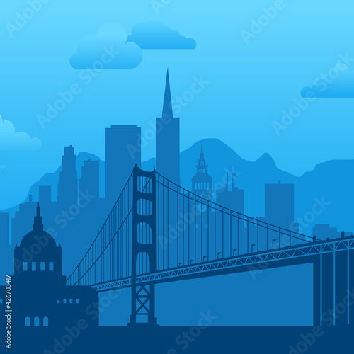 San Francisco, USA famous city scape background.