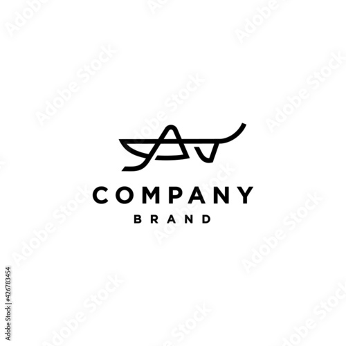 Grasshopper mantis locust logo line abstract, cricket insect icon in trendy minimal line linear style
