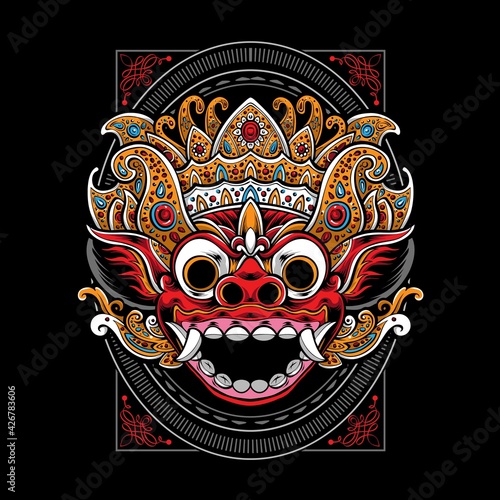 balinese barong mask vector illustration