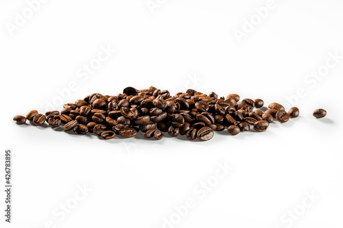 Roasted coffee ground on isolated white background