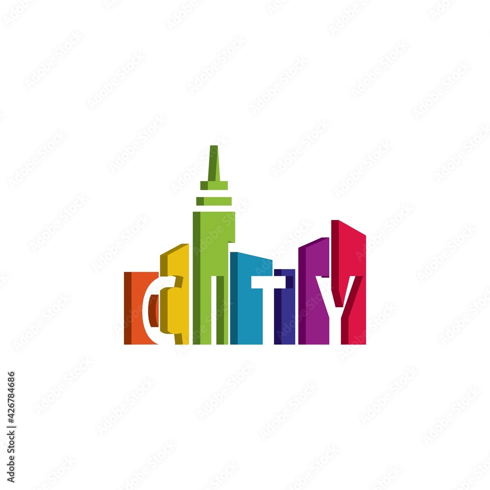 City building 3d logo