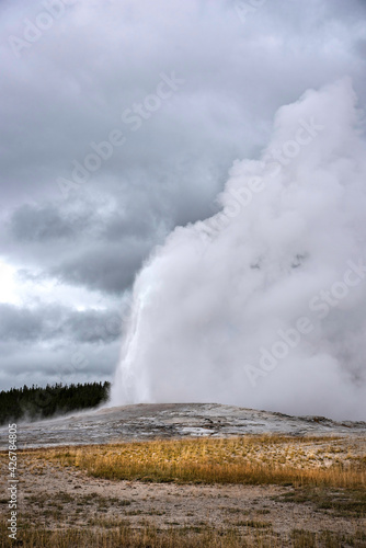 Old Faithful erupts at a given time each day in Yellowstone National Park.