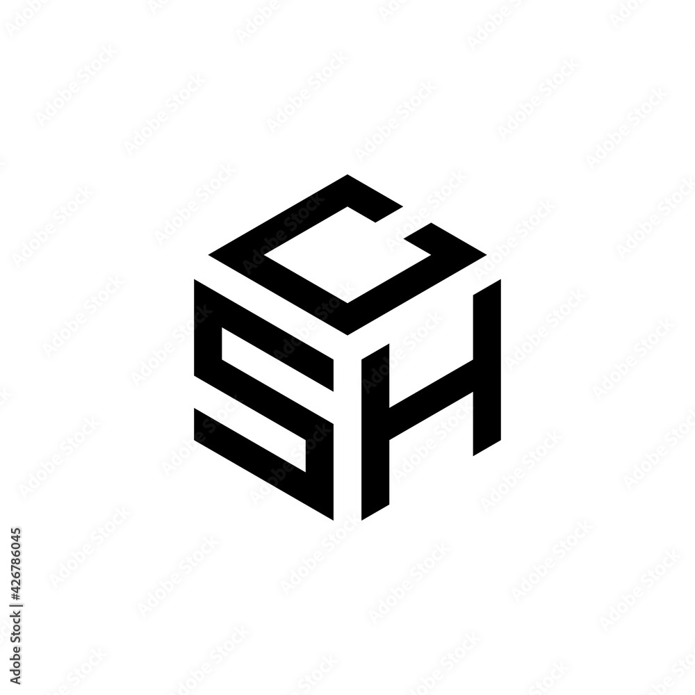 SCH hexagon letter logo design cube. Initial three letters template logo SCH hexagon letter logo design cube. Initial three letters template logo