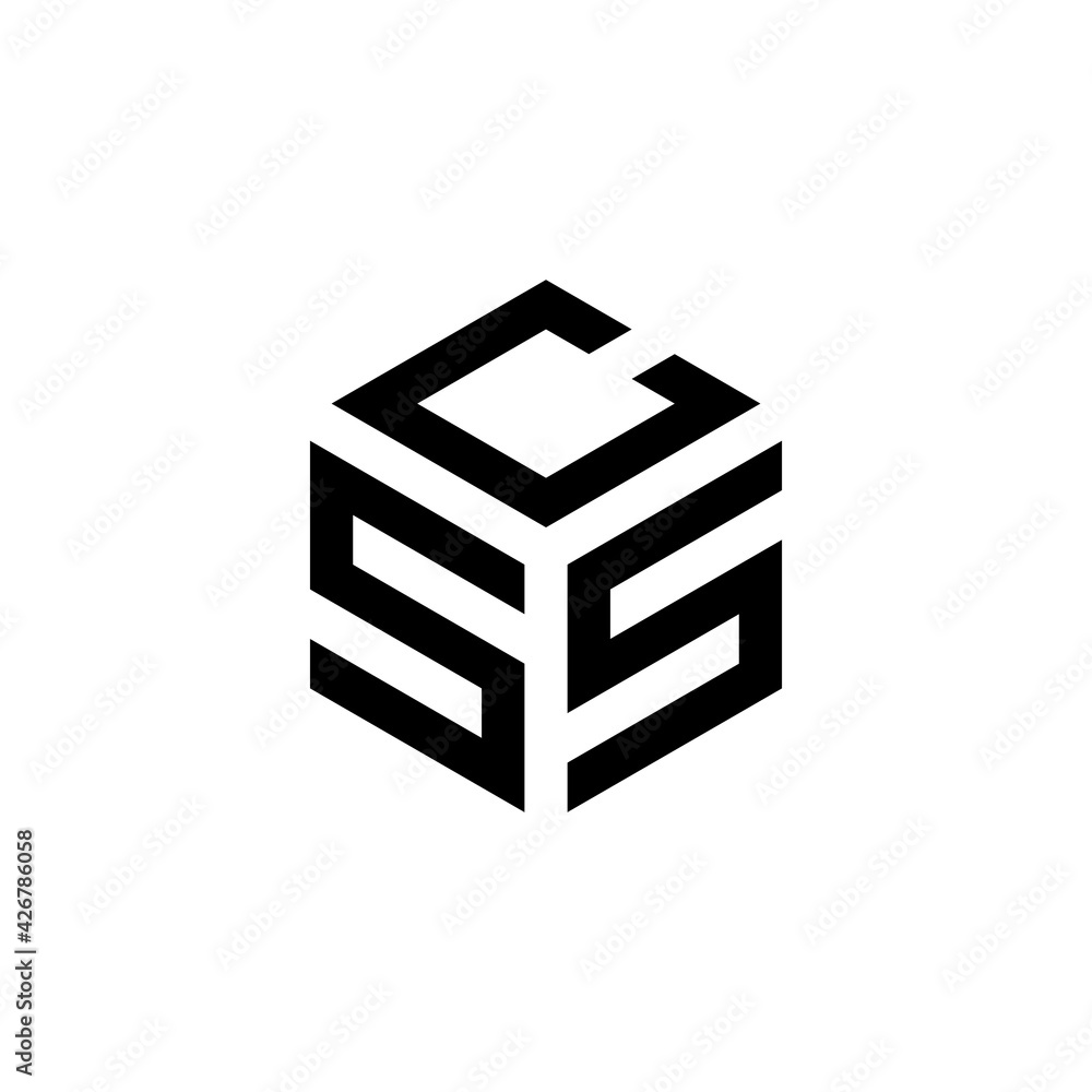 SCS hexagon letter logo design cube. Initial three letters template logo SCS hexagon letter logo design cube. Initial three letters template logo