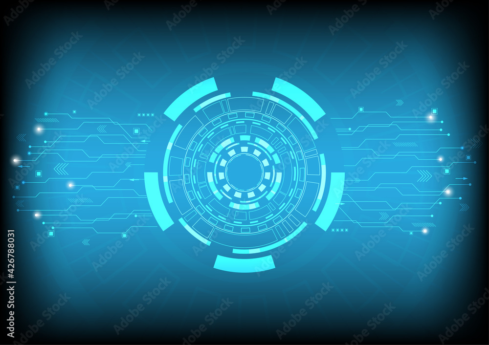 Abstract hi-tech background. Future technology digital circuit network and circle shape innovation vector illustration. Abstract hi-tech background. Future technology digital circuit network and circle shape innovation vector illustration.