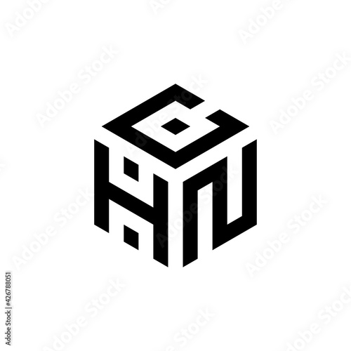 PCW hexagon letter logo design cube. Initial three letter template logo