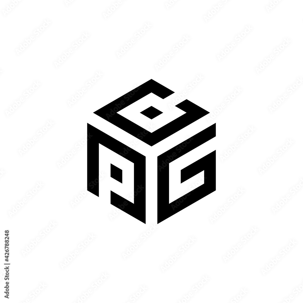 PCG hexagon letter logo design cube. Initial three letter template logo PCG hexagon letter logo design cube. Initial three letter template logo
