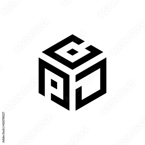 PCD hexagon letter logo design cube. Initial three letter template logo