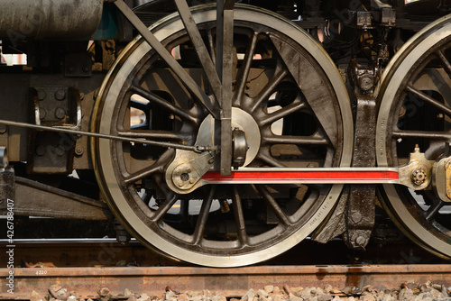 Wheel arrangement and Treadle of Pacific type steam locomotives on track.