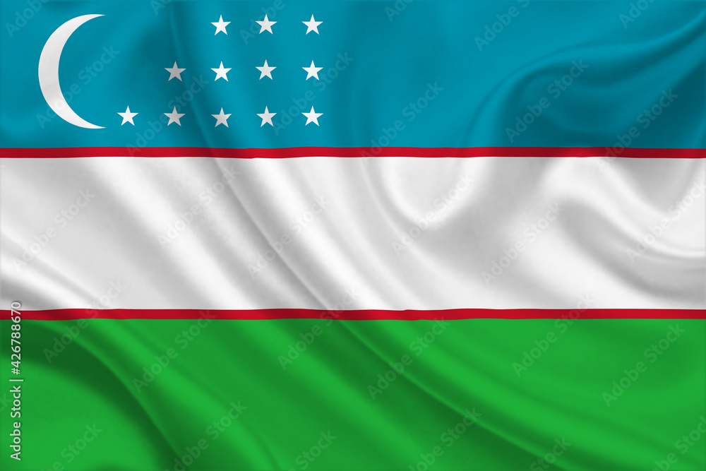 Obraz premium 3D Flag of Uzbekistan on fabric