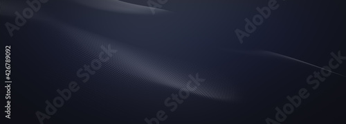 Abstract digital wave technology with flowing particles. Connection lots and line on dark background. beautiful technology corporate concept background.