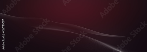 Abstract digital wave technology with flowing particles. Connection lots and line on dark background. beautiful technology corporate concept background.
