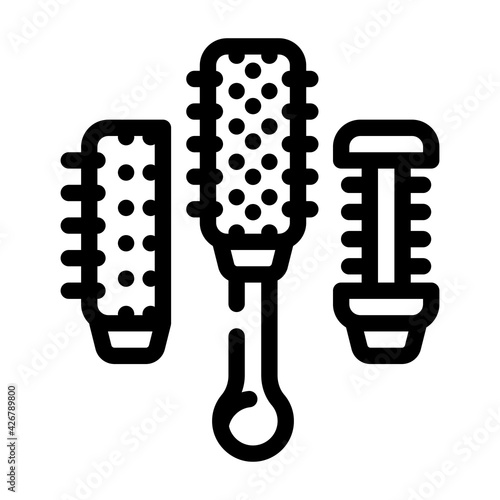 hair dryer brush line icon vector. hair dryer brush sign. isolated contour symbol black illustration