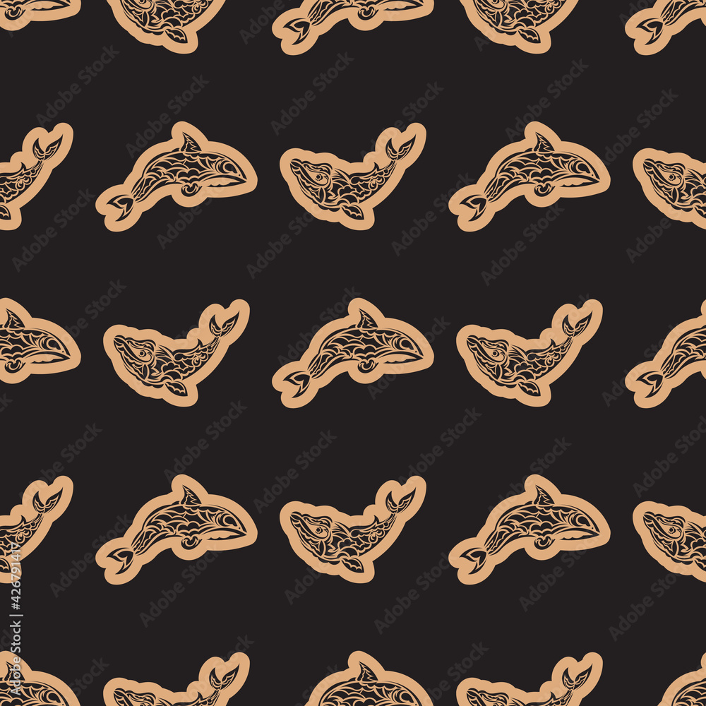 Seamless luxury pattern with whales in simple style. Good for clothing and textiles. Vector Seamless luxury pattern with whales in simple style. Good for clothing and textiles. Vector