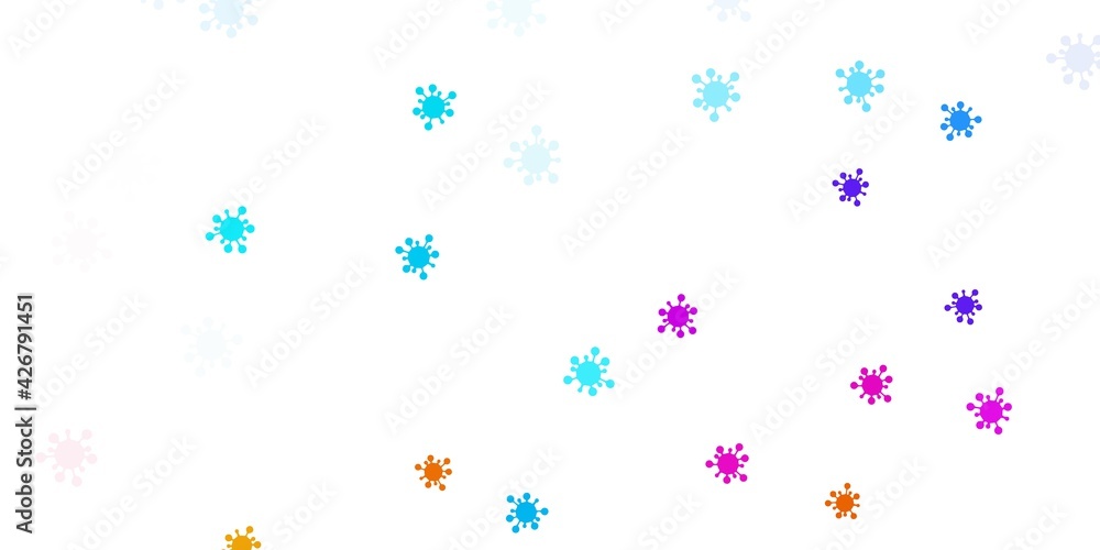 Light blue, red vector backdrop with virus symbols.