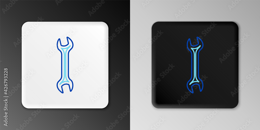 Line Wrench icon isolated on grey background. Spanner repair tool. Service tool symbol. Colorful outline concept. Vector Line Wrench icon isolated on grey background. Spanner repair tool. Service tool symbol. Colorful outline concept. Vector
