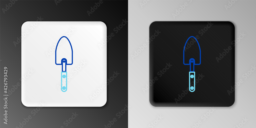 Line Garden trowel spade or shovel icon isolated on grey background. Gardening tool. Tool for horticulture, agriculture, farming. Colorful outline concept. Vector Line Garden trowel spade or shovel icon isolated on grey background. Gardening tool. Tool for horticulture, agriculture, farming. Colorful outline concept. Vector
