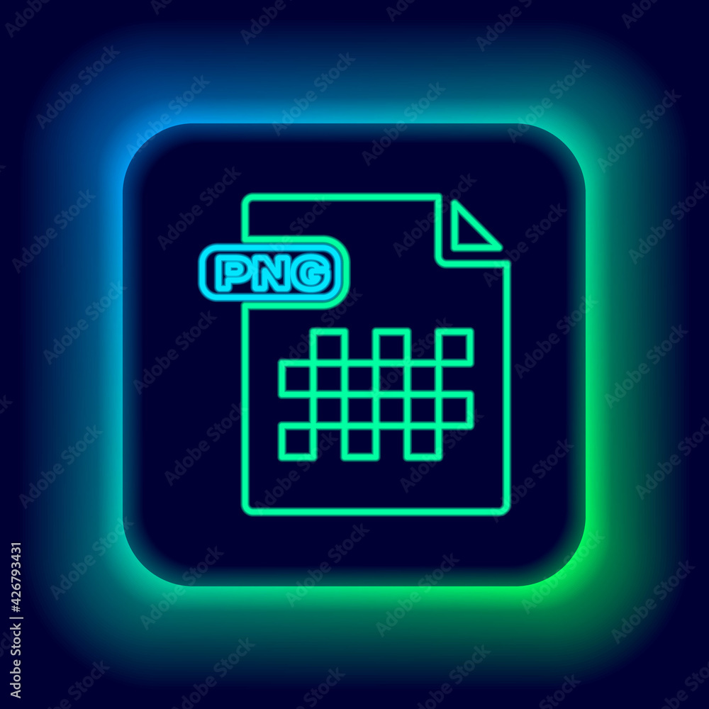 Glowing neon line PNG file document. Download png button icon isolated on black background. PNG file symbol. Colorful outline concept. Vector Glowing neon line PNG file document. Download png button icon isolated on black background. PNG file symbol. Colorful outline concept. Vector