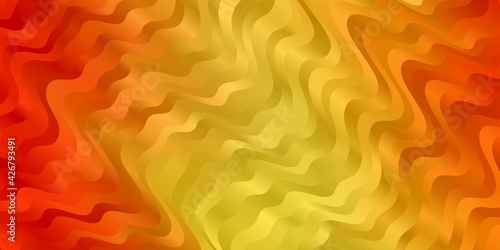 Light Orange vector background with curved lines.