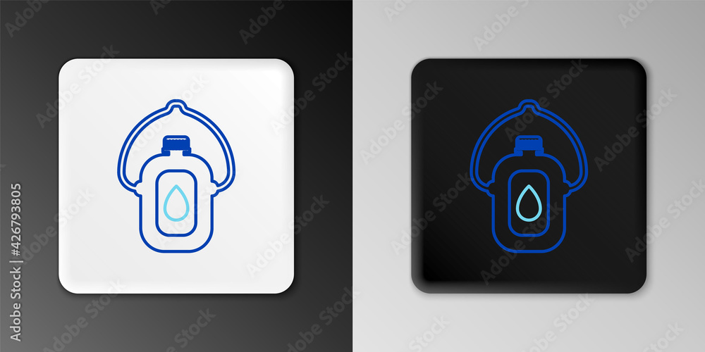 Line Canteen water bottle icon isolated on grey background. Tourist flask icon. Jar of water use in the campaign. Colorful outline concept. Vector Line Canteen water bottle icon isolated on grey background. Tourist flask icon. Jar of water use in the campaign. Colorful outline concept. Vector