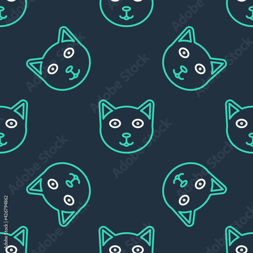 Line Pet icon isolated seamless pattern on black background. Vector