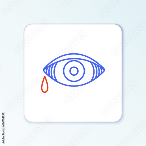 Line Reddish eye due to viral, bacterial or allergic conjunctivitis icon isolated on white background. Colorful outline concept. Vector