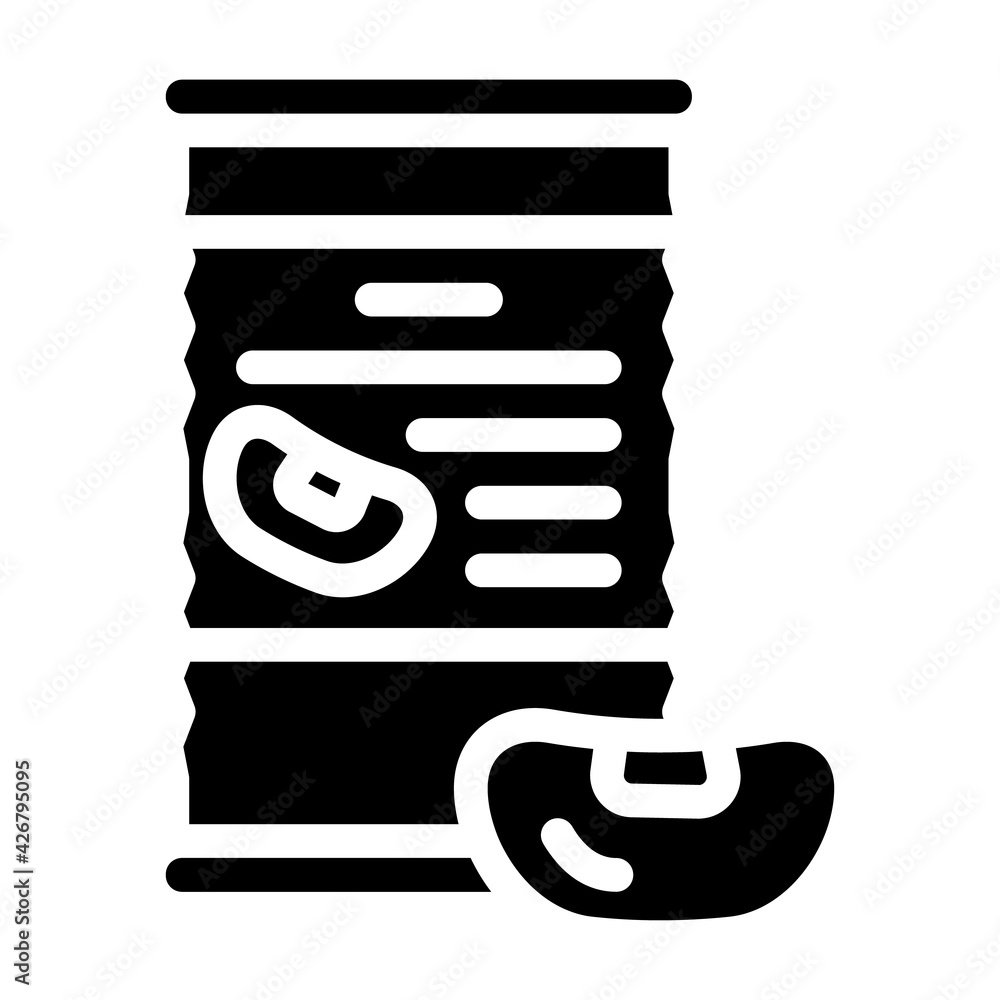 beans canned food glyph icon vector. beans canned food sign. isolated contour symbol black illustration beans canned food glyph icon vector. beans canned food sign. isolated contour symbol black illustration