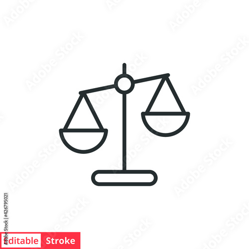 Libra line icon. Simple outline style. Scale, balance, comparison, compare, legal, law, justice, weight concept. Pictogram, vector illustration isolated on white background. Editable stroke EPS 10.