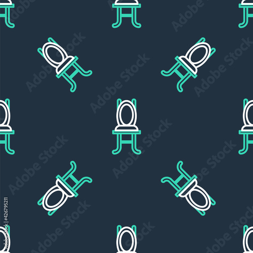 Line Chair icon isolated seamless pattern on black background. Vector