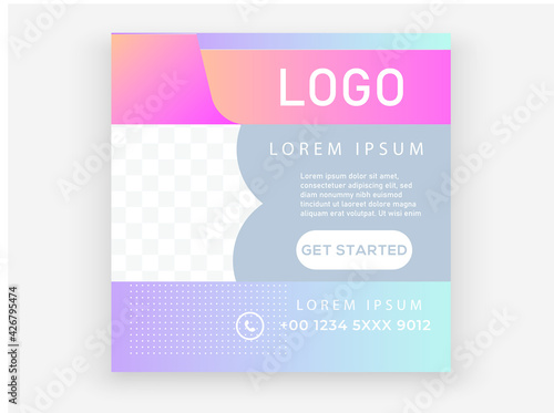 Set of editable square banner template. company and workout social media post template .various color and shape. Perfect for social media post, story and web internet ads.
