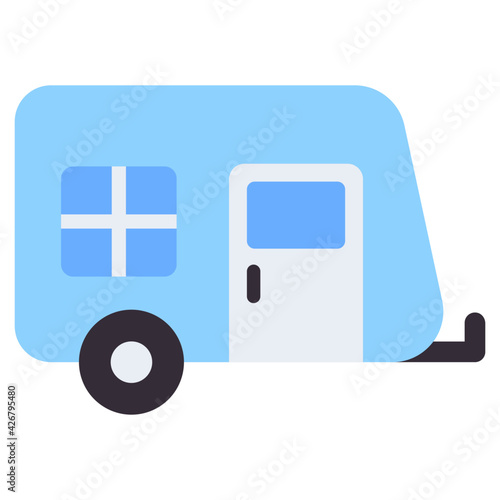 Icon of self propelled vehicle, flat design of caravan vector