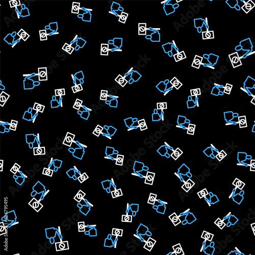 Line Nature saving protest icon isolated seamless pattern on black background. Earth planet protection, environmental issues demonstration. Vector