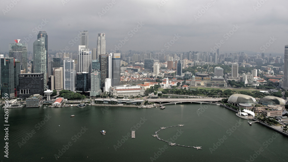 View of Marina Bay from the observation deck of the hotel Marina Bay Sands