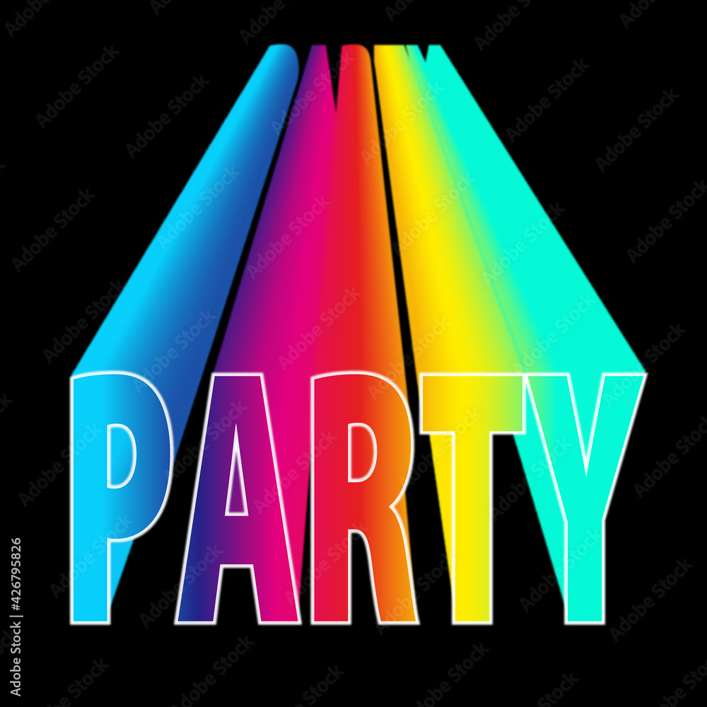派手でpopでカラフルなレインボーカラーパーティの3dイラスト 3d Party Stock Illustration Adobe Stock
