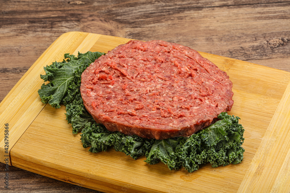 Raw beef burger cutlet for burger Raw beef burger cutlet for burger