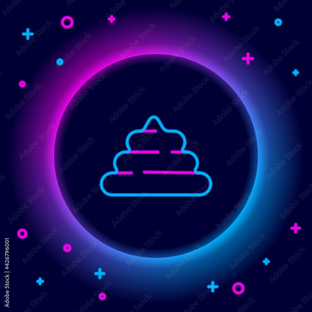 Glowing neon line Shit icon isolated on black background. Colorful outline concept. Vector Glowing neon line Shit icon isolated on black background. Colorful outline concept. Vector
